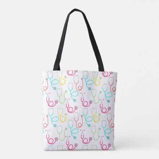 Neon Stethoscoop patroon Tote Bag (Achterkant)