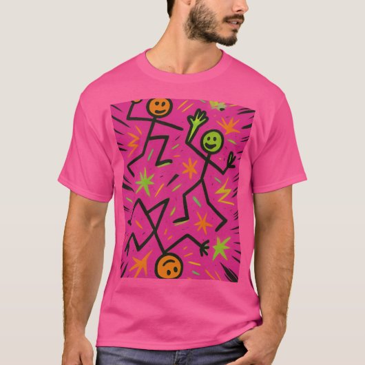 Neon Stick Figures Tank – Comic Chaos Energy (Voorkant)