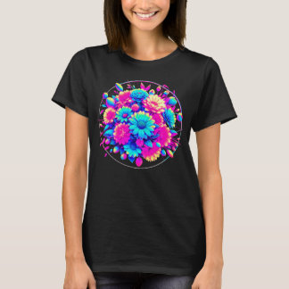 Neon stijl bloemen t-shirt