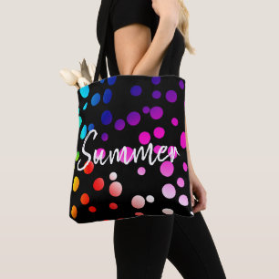 Neon Stippen met zomertekst Tote Bag