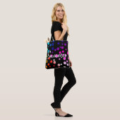 Neon Stippen met zomertekst Tote Bag (Op model)