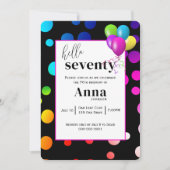 Neon stippen voor 70ste verjaardagsfeest kaart (Voorkant)