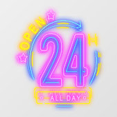 Neon Stores geopend 24 uur Raamsticker (Vel)