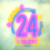 Neon Stores geopend 24 uur Raamsticker (Vel 3)