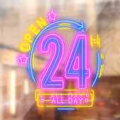 Neon Stores geopend 24 uur Raamsticker (Vel 2)