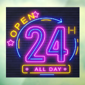 Neon Stores geopend 24 uur Venster Knippen Raamsticker (Vel 3)