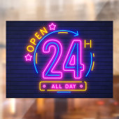 Neon Stores geopend 24 uur Venster Knippen Raamsticker (Vel 2)