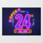 Neon Stores geopend 24 uur Venster Knippen Raamsticker (Vel)