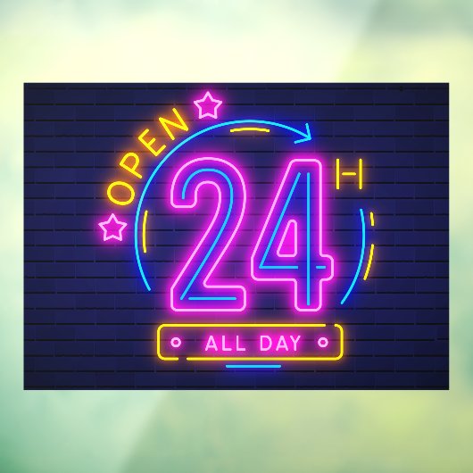 Neon Stores geopend 24 uur Venster Knippen Raamsticker (Vel 3)
