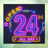 Neon Stores geopend 24 uur Venster Knippen Raamsticker (Vel 3)