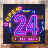 Neon Stores geopend 24 uur Venster Knippen Raamsticker (Vel 2)