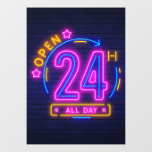 Neon Stores geopend 24 uur Venster Knippen Raamsticker (Vel)