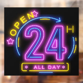 Neon Stores geopend 24 uur Venster Knippen Raamsticker (Vel 2)