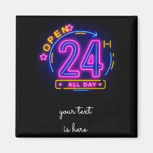 Neon Stores openen 24-uurs Cling Templet Magneet