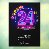 Neon Stores openen 24-uurs Cling Templet Raamsticker (Vel 3)