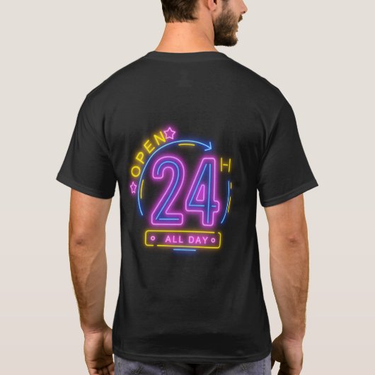 Neon Stores openen 24-uurs Cling Templet T-shirt (Achterkant)