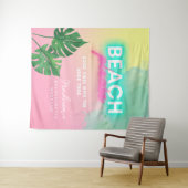 Neon Strand Als Please Bachelorette Roze Verlopend Wandkleed (In Situ (horizontaal))