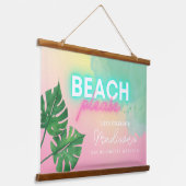 Neon Strand Alsjeblieft Afscheidsparty Welkomstbor Hangend Wandkleed (Gebogen)