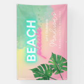 Neon Strand Alsjeblieft Bachelorette Roze Gradiënt Spandoek (Verticaal)