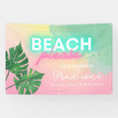 Neon Strand Alsjeblieft Verloofd Roze Gradiënt Spandoek (Horizontaal)