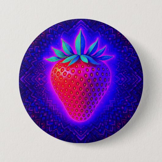 Neon Strawberry levendige Look badge Ronde Button 7,6 Cm (Voorkant)