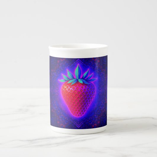Neon Strawberry levendige uitzicht bone china mok (Voorkant)