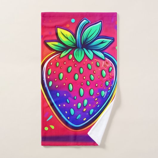 Neon Strawberry Pop Bad Handdoek (Handdoek)