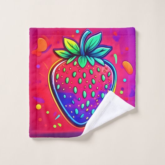 Neon Strawberry Pop Bad Handdoek (Wasdoekje)