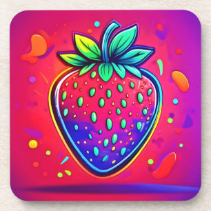 Neon Strawberry Pop Bier Onderzetter