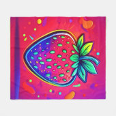 Neon Strawberry Pop Fleece Deken (Voorkant (Horizontaal))
