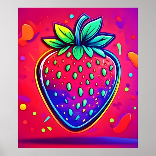 Neon Strawberry Pop Poster (Voorkant)