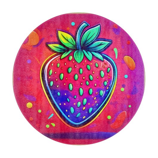 Neon Strawberry Pop Snijplank (Voorkant)