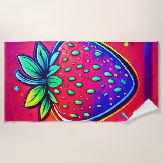 Neon Strawberry Pop Strandlaken (Voorkant)