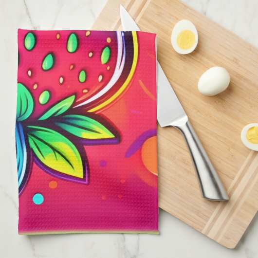 Neon Strawberry Pop Theedoek (Quarter Fold)