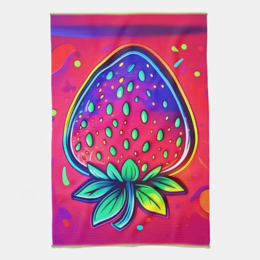 Neon Strawberry Pop Theedoek (Verticaal)