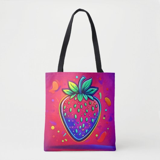 Neon Strawberry Pop Tote Bag (Voorkant)