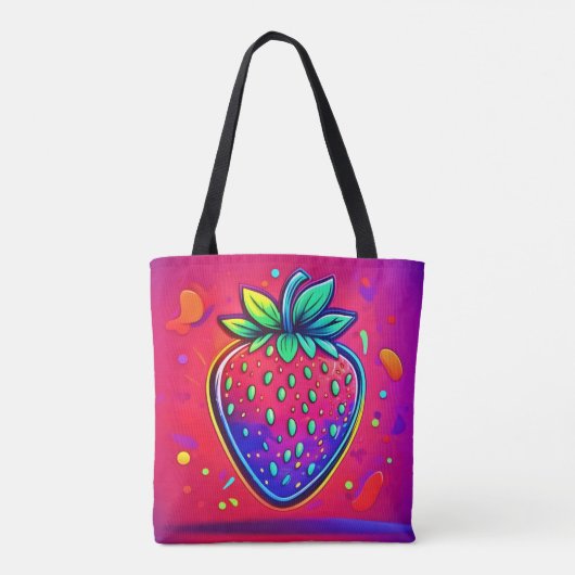 Neon Strawberry Pop Tote Bag (Achterkant)