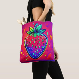 Neon Strawberry Pop Tote Bag