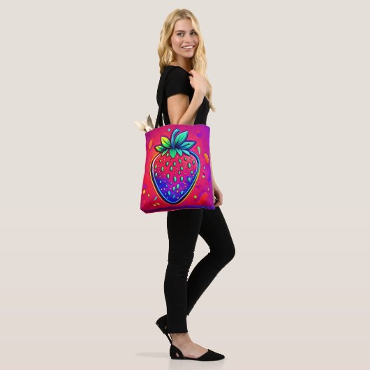 Neon Strawberry Pop Tote Bag (Op model)
