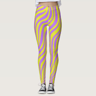 Neon streepprint leggings met golvende lijnen