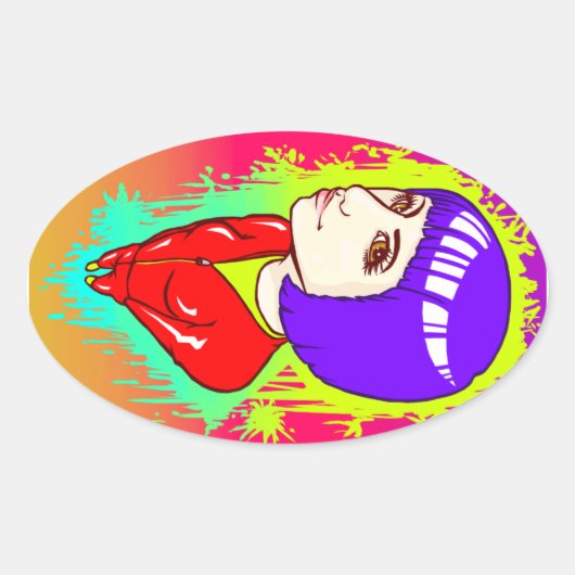 Neon Street Ovale Sticker (Voorkant)