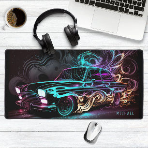 Neon Street Race Vintage Auto Gepersonaliseerde na Bureaumat