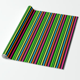 Neon strepen cadeaupapier