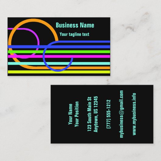 Neon strepen en rondingen visitekaartje (Voorkant / Achterkant)