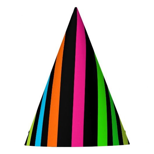Neon strepen feesthoedjes (Voorkant)