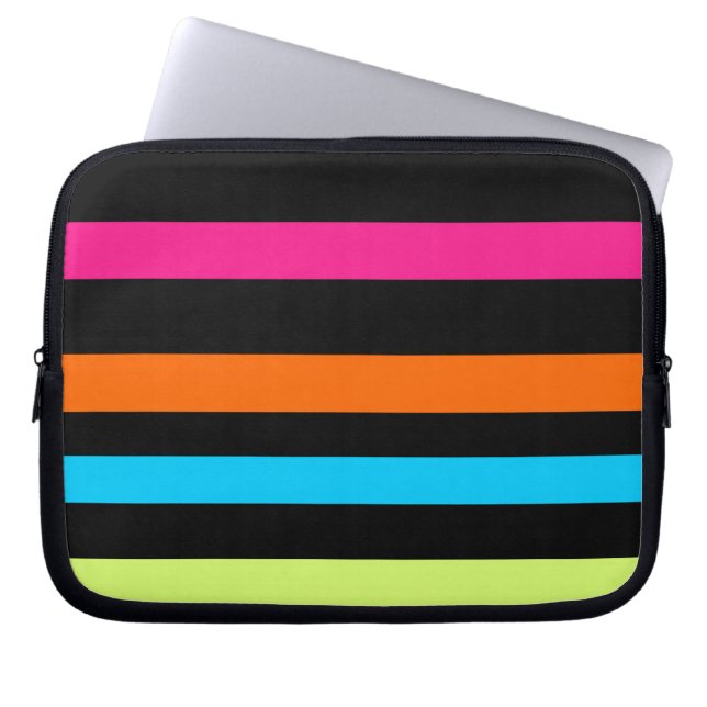Neon strepen laptop sleeve (Voorkant)
