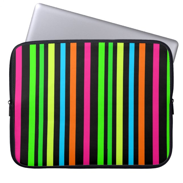 Neon strepen laptop sleeve (Voorkant)