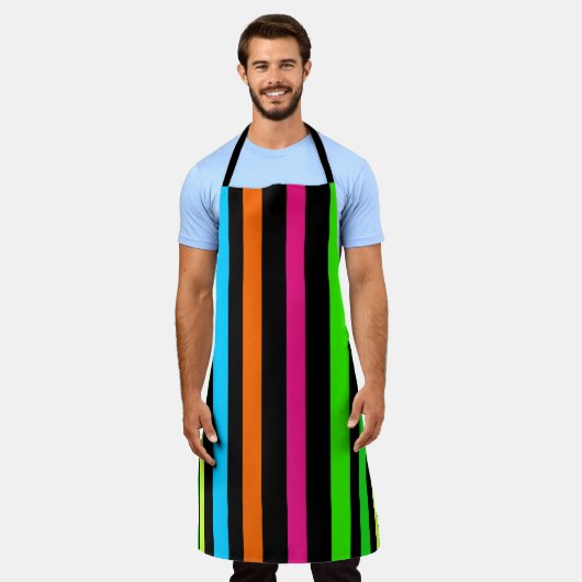 Neon strepen schort (Gedragen)