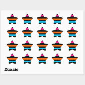 Neon strepen ster sticker (Vel)