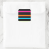 Neon strepen vierkante sticker (Tas)
